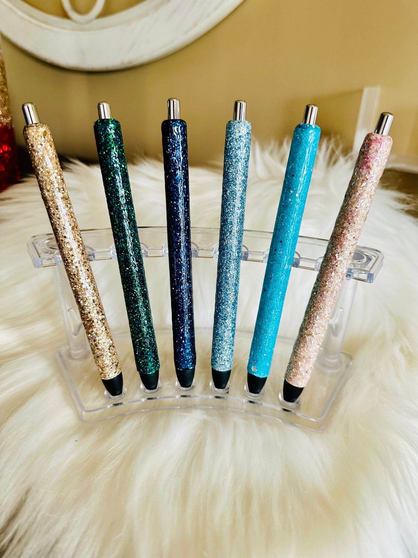 Custom Glittered Pens Days of the Week/rainbow/refilable Ink
